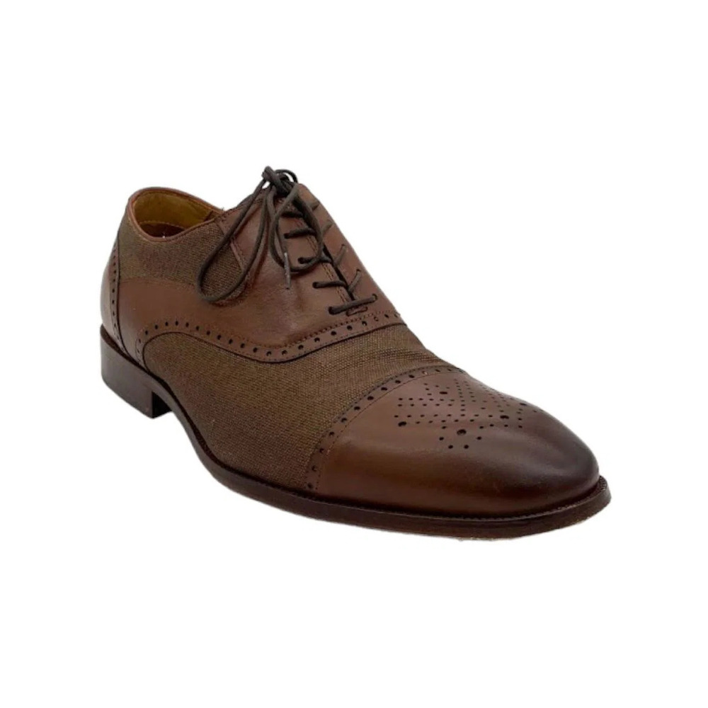 Flag LTD. Men's Hamilton Leather Canvas Cap Toe Dress Shoes Tan - Medium